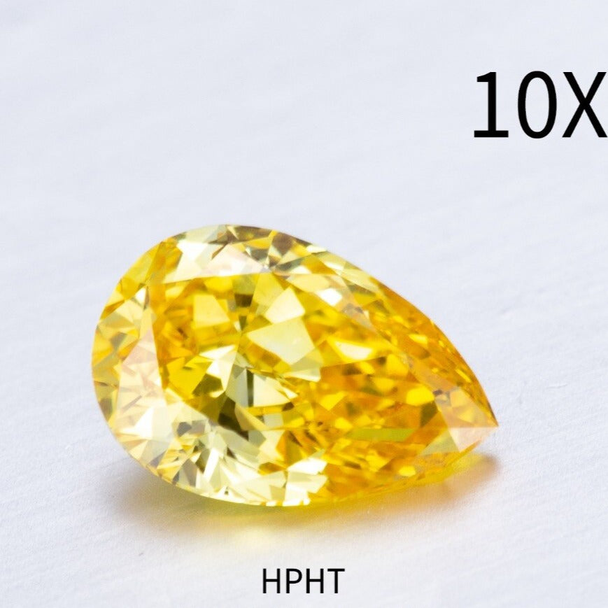 Pear Shape. Yellow Diamond. 0.44 Carat. Lab-Grown Diamond.