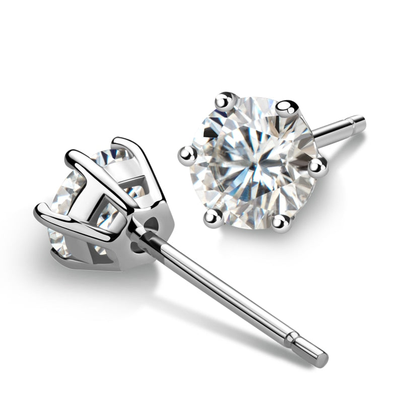 Luxury Moissanite Stud Earrings. 1.0 to 6.0 Carat. D VVS1. 18K Gold Plated Silver.