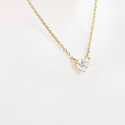 Gold Moissanite Necklace. Heart Shape. 0.50 Carat. D VVS1.18K Gold.