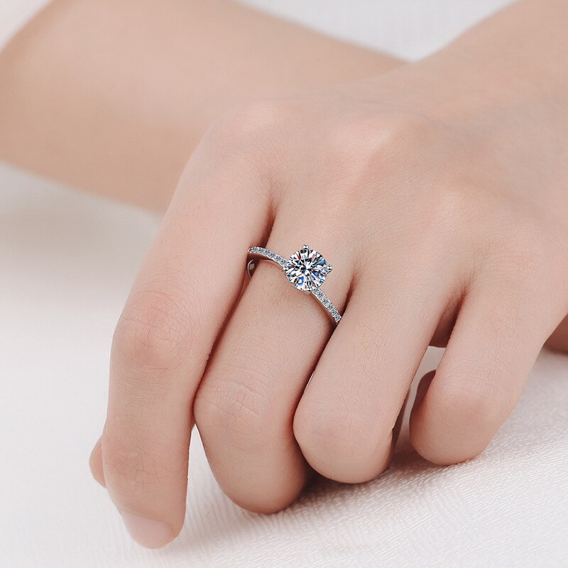 1 Carat Brilliant Cut Moissanite 4 Prong Wedding Ring 