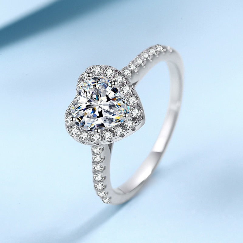 Heart-shaped 1-carat moissanite rings