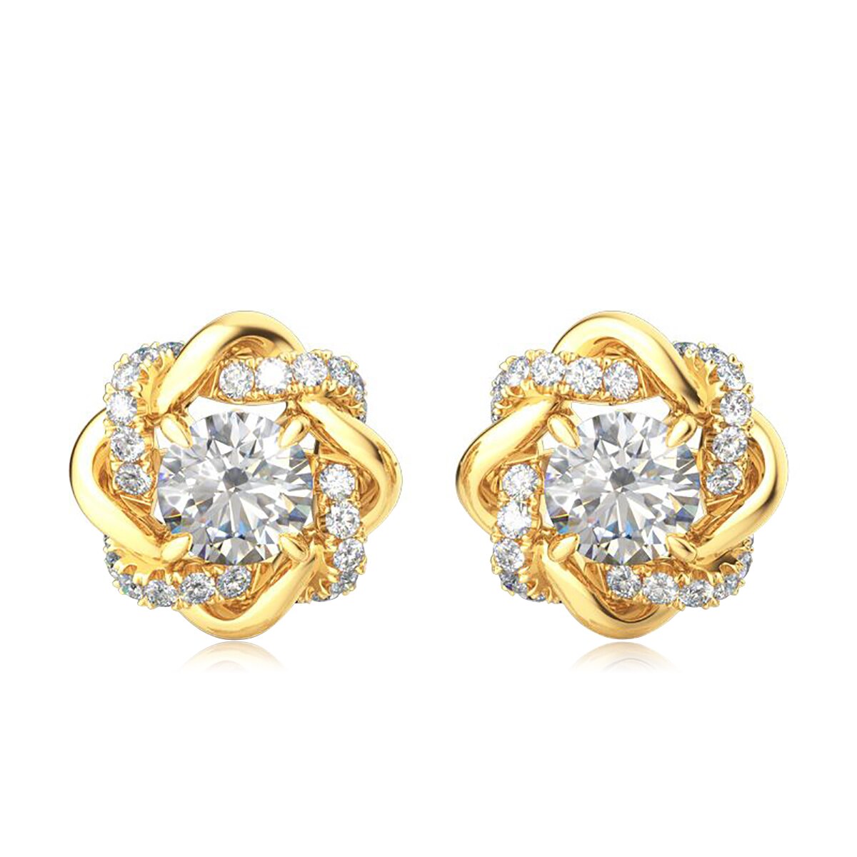 Black and White. Moissanite Stud Earrings. 2.0 Carat. 18K Gold Plated Silver.