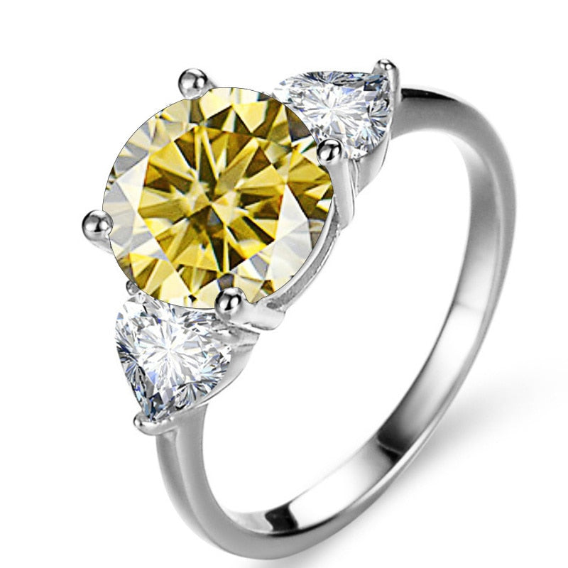 Colored Moissanite Engagement Rings. 3.0 Carat. 18K Gold Plated Silver.
