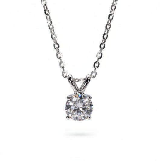 Luxury Moissanite Gold Pendant Necklace. 1.0 Carat. D VVS1.
