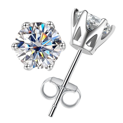 Genuine Moissanite Stud Earrings. 0.50 to 1.0 Carat. D VVS1.