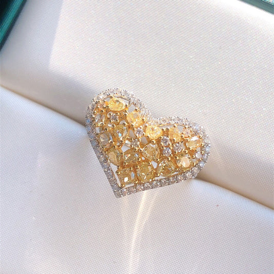 Heart Shape yellow diamond ring