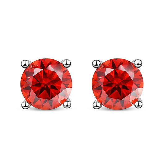 Color Moissanite Stud Earrings. 1.0 to 6.0 Carat. Red, Blue, Pink, Color.
