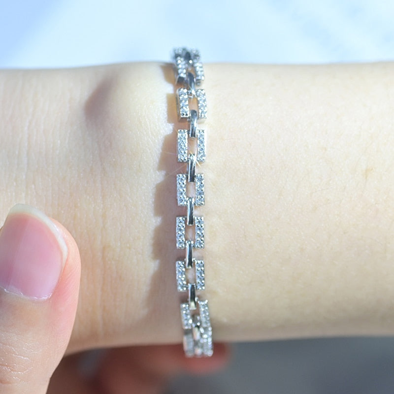 Luxury Moissanite Bracelets. 18K Gold Plated Silver.