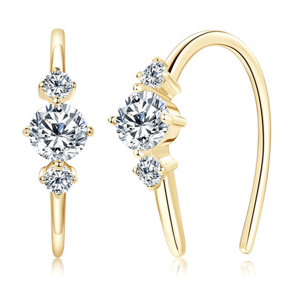 Genuine Moissanite Earrings 0.72 Carat. 18K Gold Plated Silver