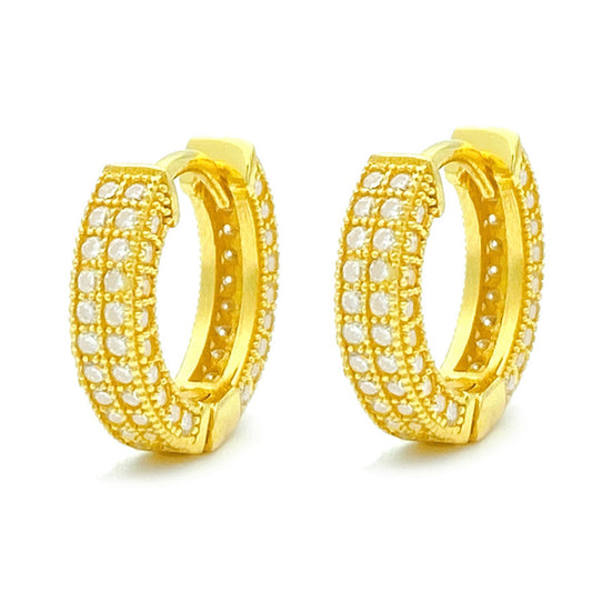 Moissanite Hoop Earrings. 18K Gold Plated Silver.