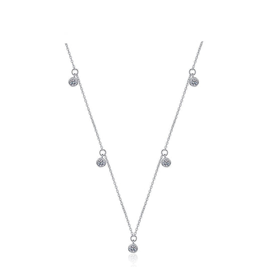Moissanite Diamond Necklaces.  Platinum Plated Silver.