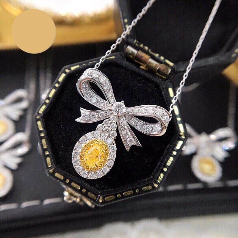 Natural Yellow Diamond Pendant Necklace.