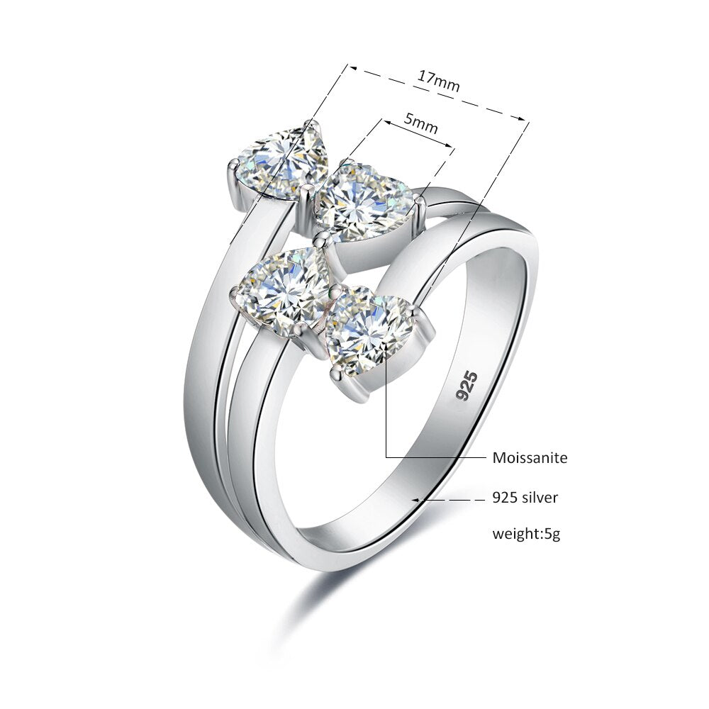 Luxury Moissanite Rings. D VVS1. 18K White Gold Plated Silver.