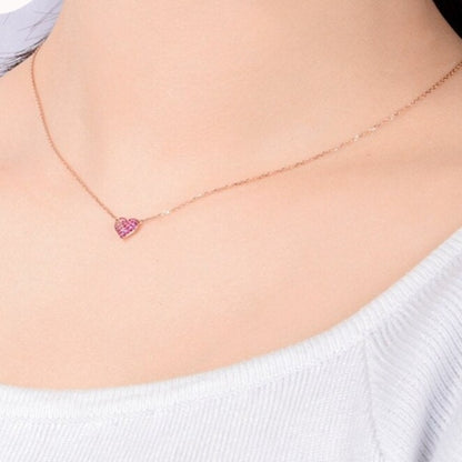 Heart Shape. Pink Sapphire Pendant Necklace.