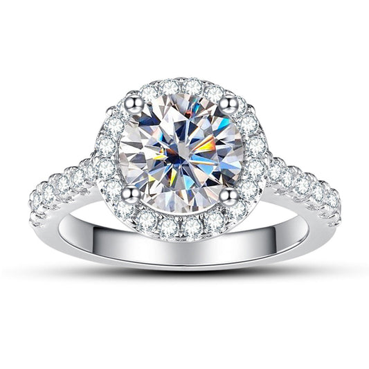 2.0 Carat Genuine Moissanite Halo Engagement Ring.