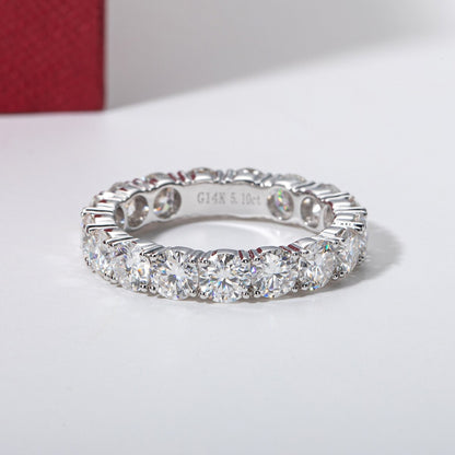 Moissanite Eternity Rings. 14K Gold. 5.0 Carat. D VVS1.