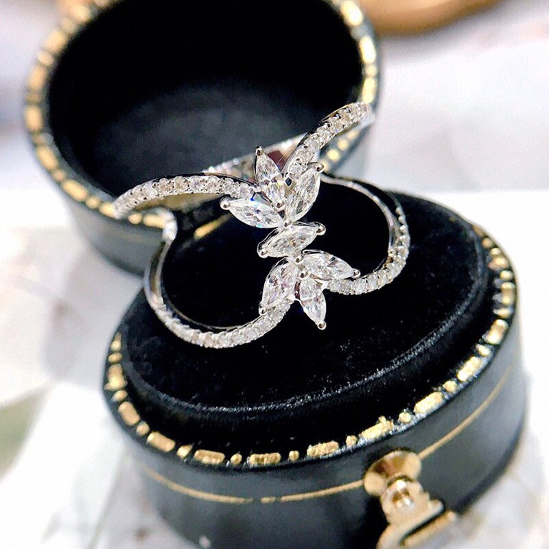 0.50 Carat Marquise Cut Natural Diamond Ring 18K White Gold