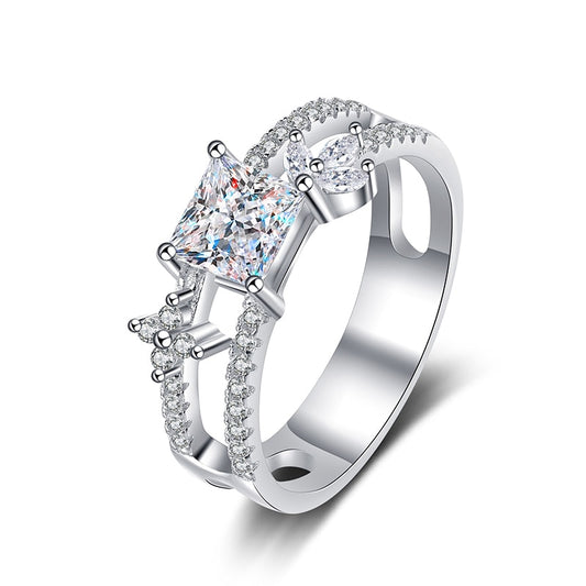 Princess Cut. Moissanite Engagement Rings. 1.0 Carat. D VVS1. Certified.