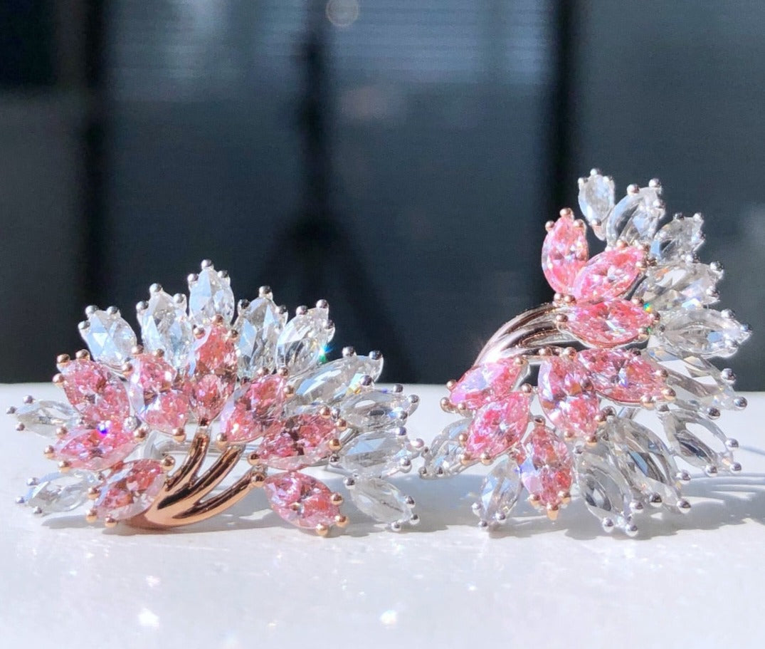Luxury Natural Pink Diamond Earrings. 2.49 Carat. 18K White Gold.
