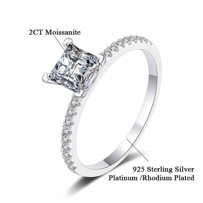 Princess Cut Moissanite 1 - 2 Carat Engagement Ring