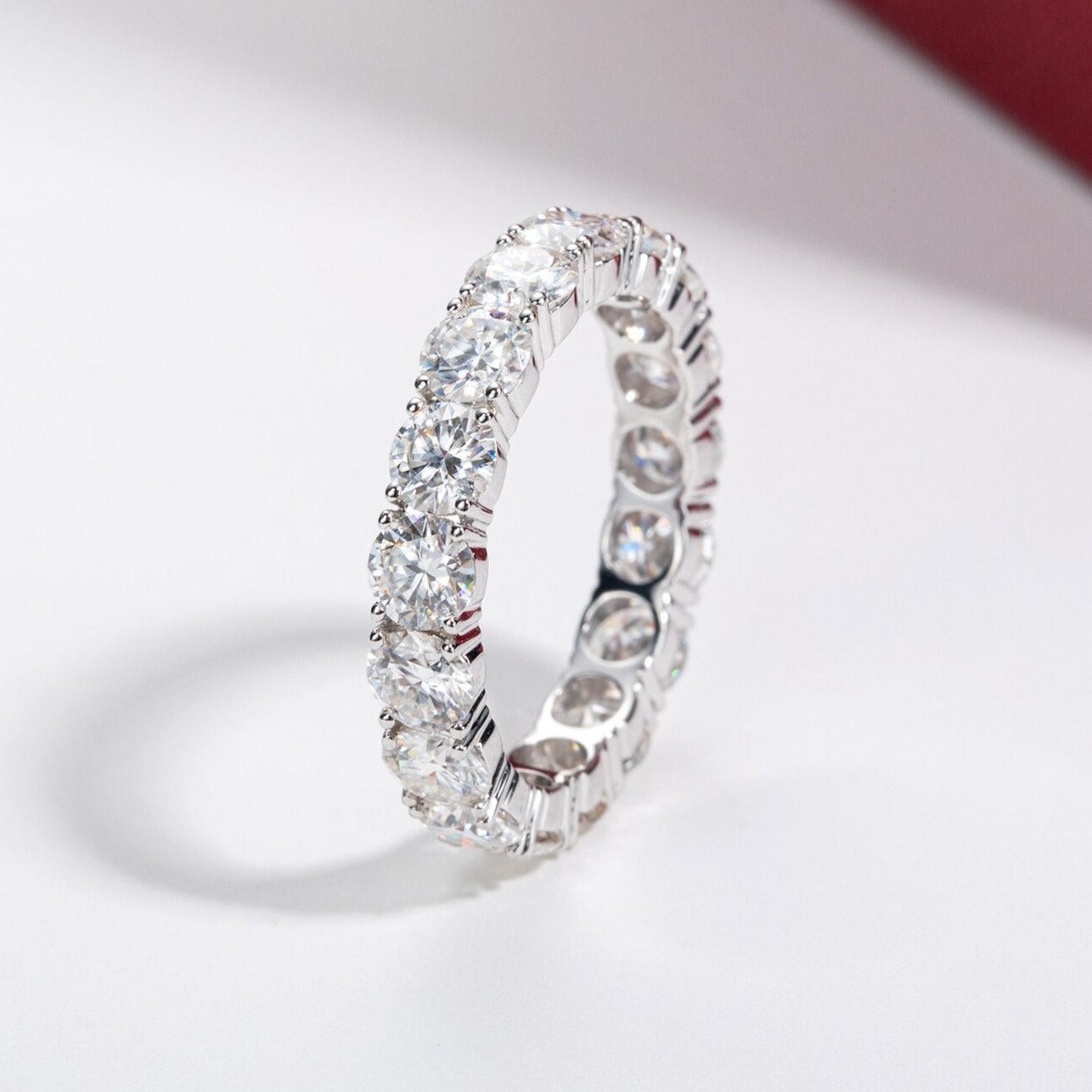 Moissanite Eternity Rings. 14K Gold. 5.0 Carat. D VVS1.