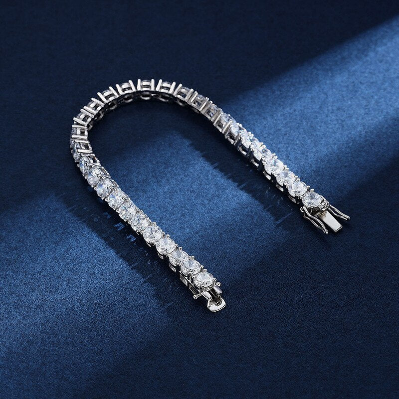 Bracelets de tennis moissanite de 5 mm. D VVS1. Argent plaqué or 18 carats.