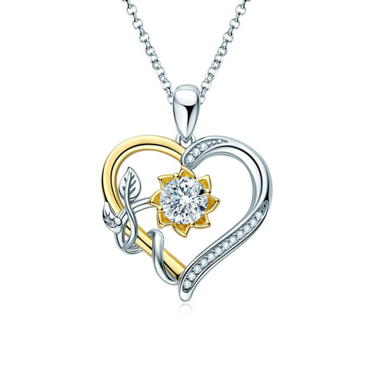 Heart-Shaped Moissanite Pendant Necklaces. 18K Gold Plated Silver
