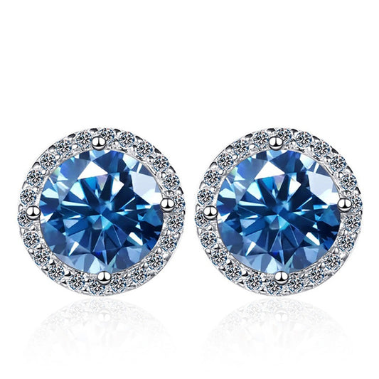 Blue moissanite earrings