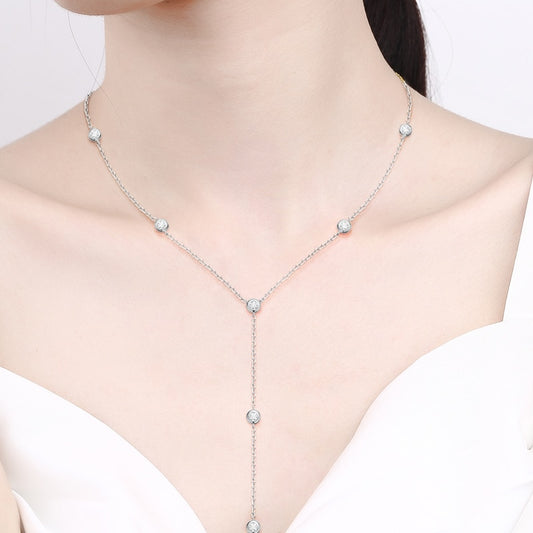 Moissanit-Diamant-Halsketten. 18 Karat vergoldetes Silber.