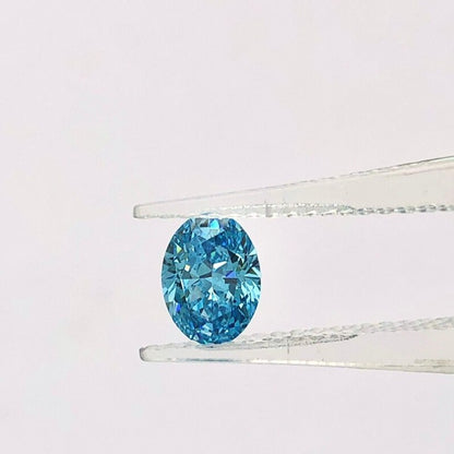 Oval Cut. Fancy Intense Greenish Blue. 1.0 to 2.0 Carat. Lab Grown Diamond