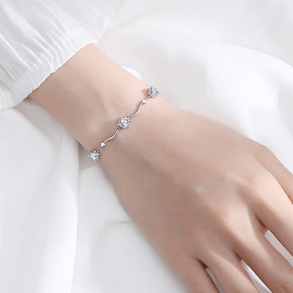 Genuine Moissanite Bracelets. D VVS1. 18K White Gold Plated Silver