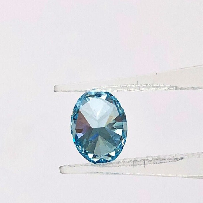 Oval Cut. Fancy Intense Greenish Blue. 1.0 to 2.0 Carat. Lab Grown Diamond