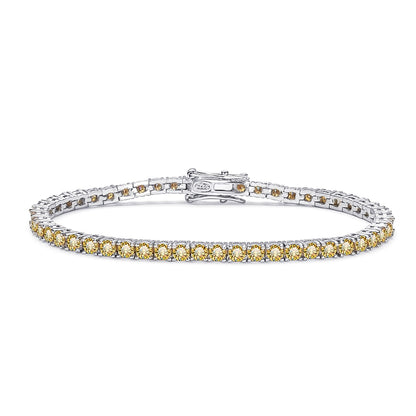 Champagne Color Genuine Moissanite Tennis Bracelet