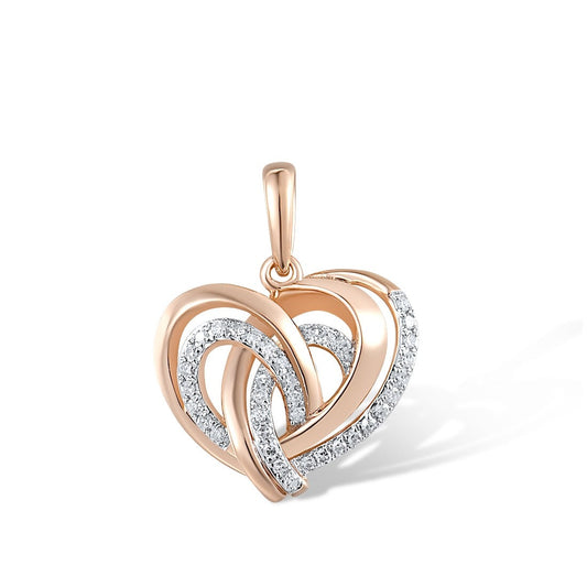 Heart Shape Gold Pendant. Natural Diamond Pendant.