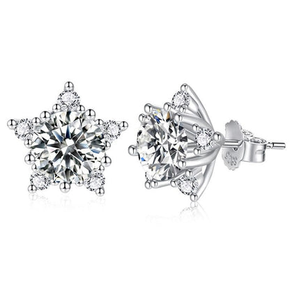 Colored Moissanite Stud Earrings. 1.0 Carat. 18K White Gold Plated Silver.