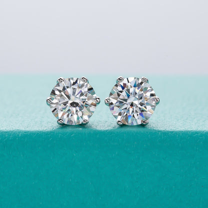 Genuine Moissanite Stud Earrings. 0.50 to 1.0 Carat. D VVS1.