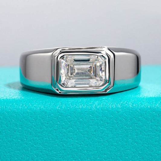 2.0 Carat Emerald Moissanite Men Ring