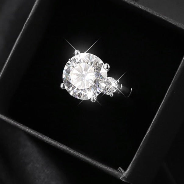 Three Diamond Ring, VVS Diamond Ring, Solid Gold Bridal Ring, Yellow G –  GeumJewels