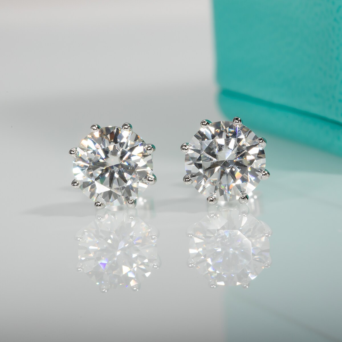 Moissanite Earrings. 2.0 - 4.0 Carat. D VVS1. 18K Gold Plated Silver.