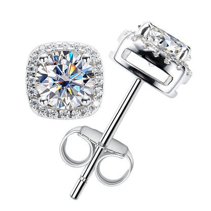 Moissanite Diamond Earrings. 18K Gold Plated Silver.