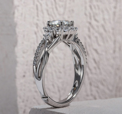 1 Carat D Color Moissanite Engagement Adjustable Ring 