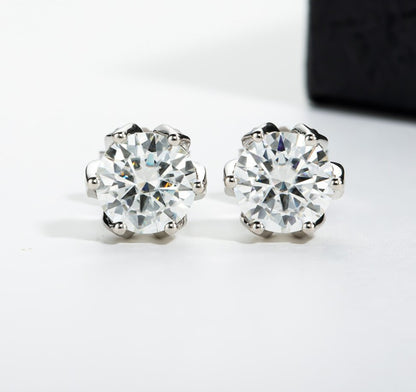 Moissanite Diamond Stud Earrings. 2.0 Carat.D VVS1. 18K Gold Plated Silver.