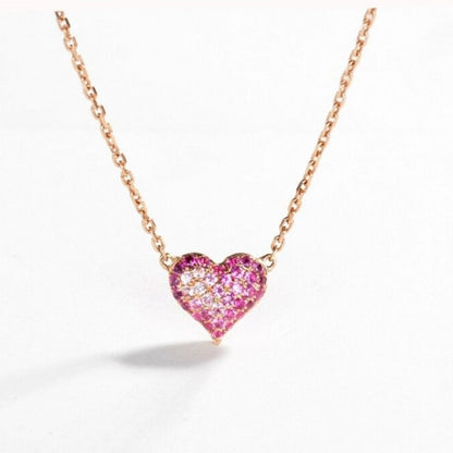 Heart Shape. Pink Sapphire Pendant Necklace.