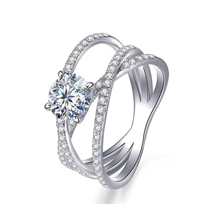 Bague Luxe Moissanite 1 Carat D VVS1 Argent Plaqué Or Blanc 18K