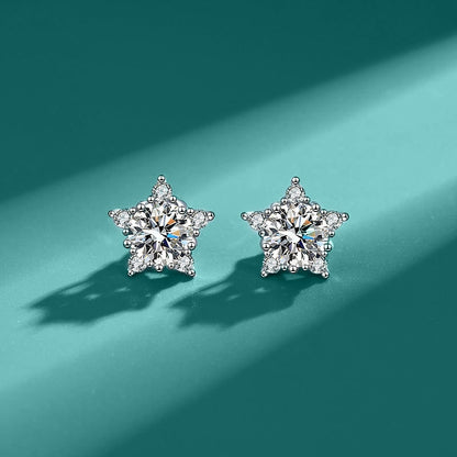 Star Shape. Elegant Moissanite Stud Earrings. Luxury Earrings.