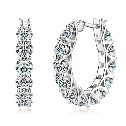 Authentic Moissanite Diamonds, Hoop Earrings. Total 7.20 Carat. D VVS1.