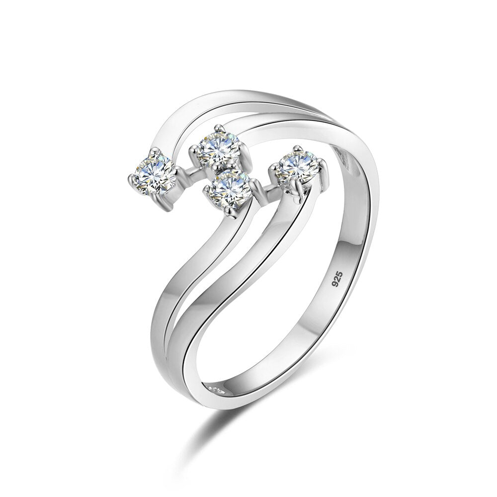 Luxury Moissanite Rings. D VVS1. 18K White Gold Plated Silver.