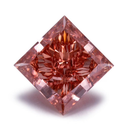 Princess Cut. Fancy Vivid Pink. Lab-Grown Diamond 1.50, 1.20 Carat.