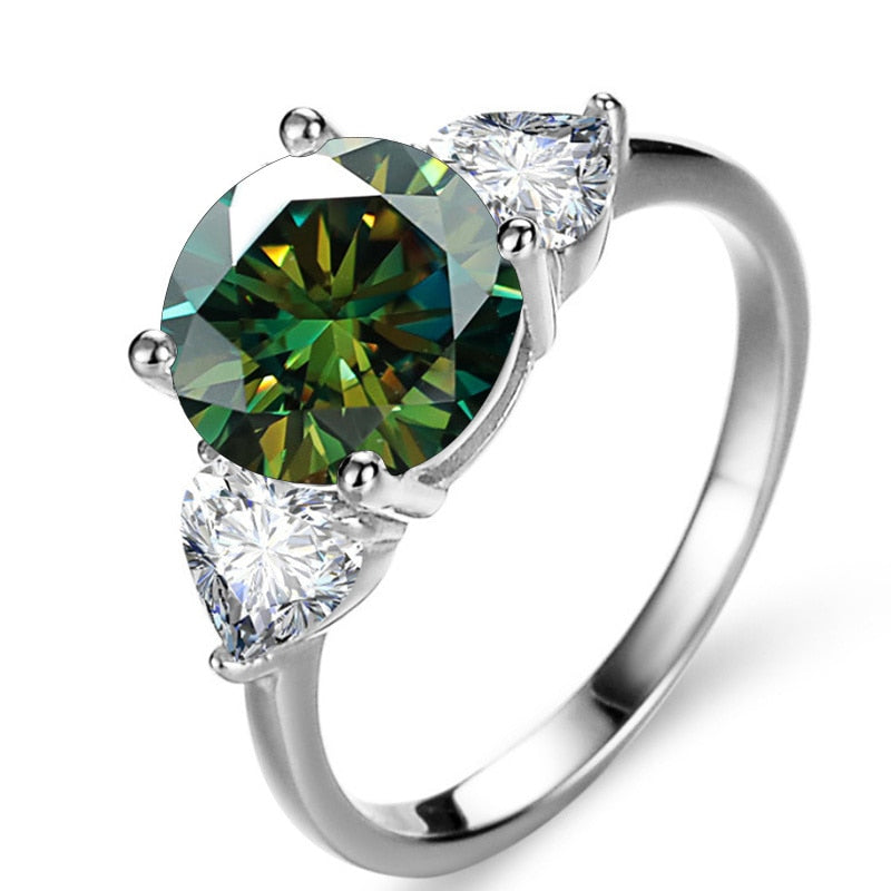 Colored Moissanite Engagement Rings. 3.0 Carat. 18K Gold Plated Silver.
