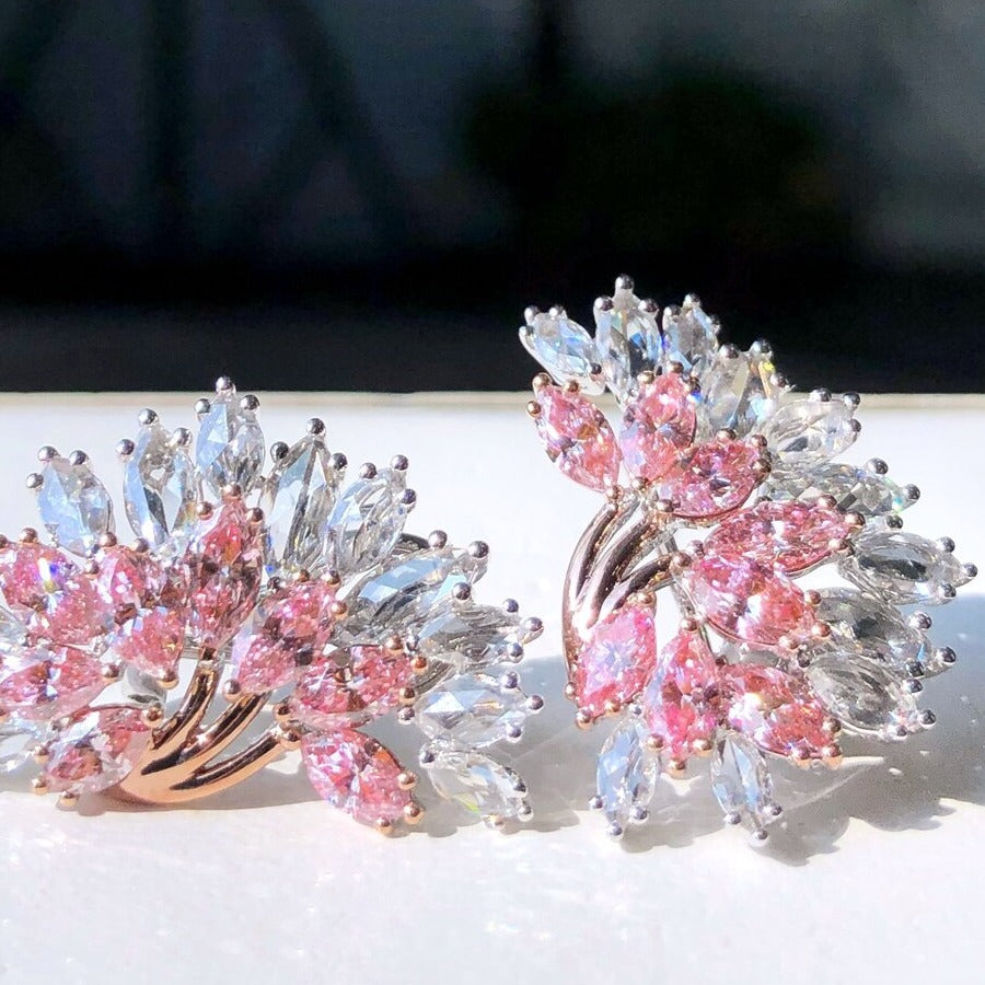 Luxury Natural Pink Diamond Earrings. 2.49 Carat. 18K White Gold.